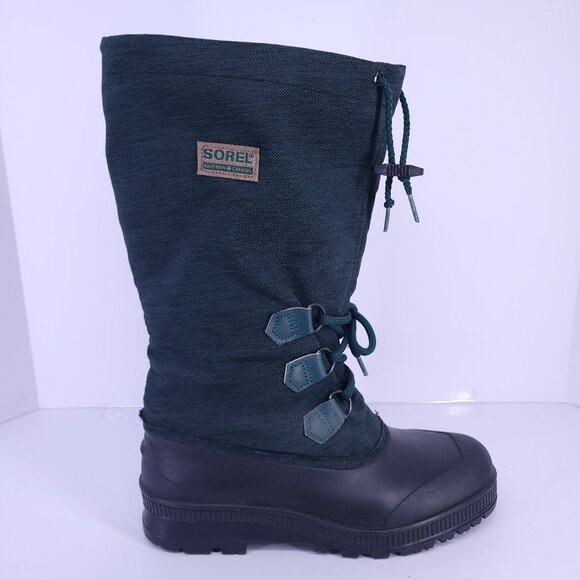 Sorel Kaufman Canada Women’s 10 Green Black Winter Snow Boots Insulated Liner - Picture 1 of 14